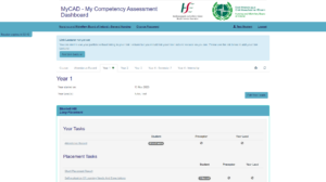 MyCad student dashboard display screenshot